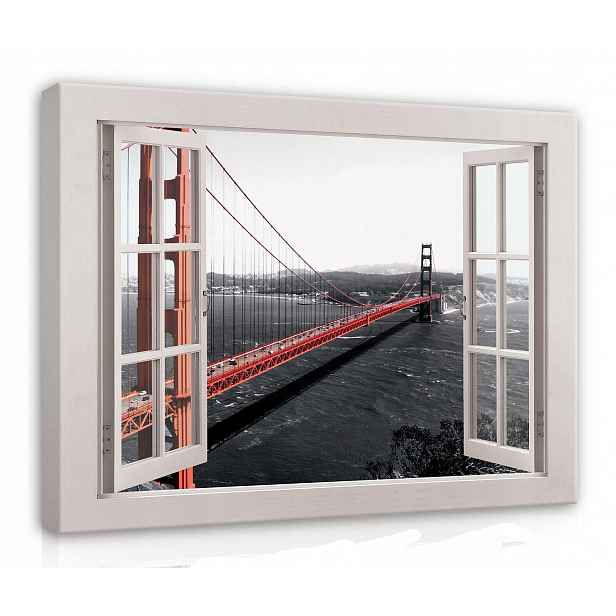 Obraz Na Plátně Canvas 80x60 Okno 3D Golden Gate