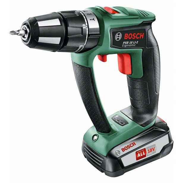 Šroubovák vrtací s příklepem AKU Bosch PSB 18 LI-2 (1× AKU)