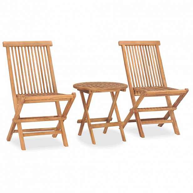 vidaXL 3dílný skládací zahradní jídelní set masivní teakové dřevo