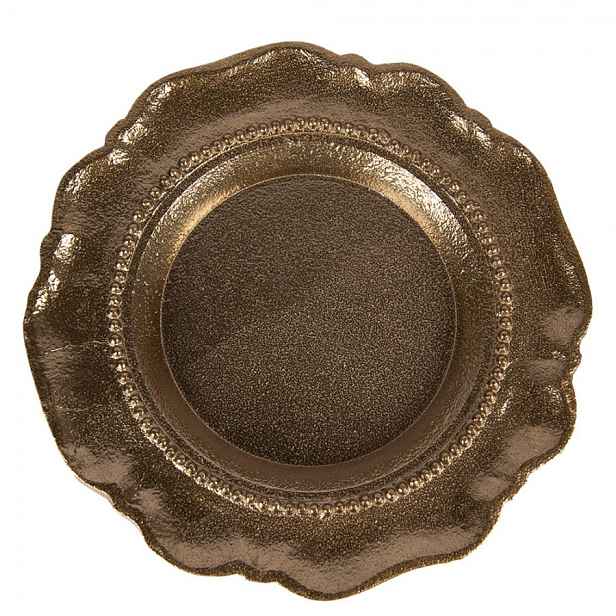 Zlatá antik dekorační kulatá miska podnos Raw Gold - Ø 20*2 cm Clayre & Eef