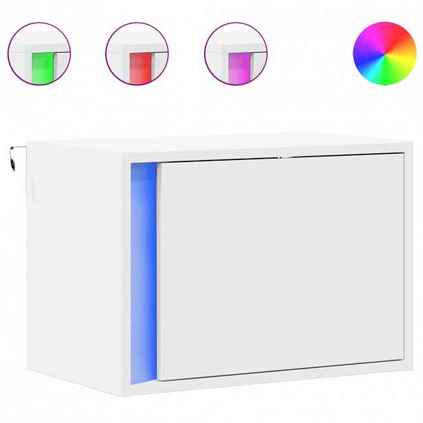 vidaXL Nástěnné noční stolky s LED osvětlením 2 ks bílé