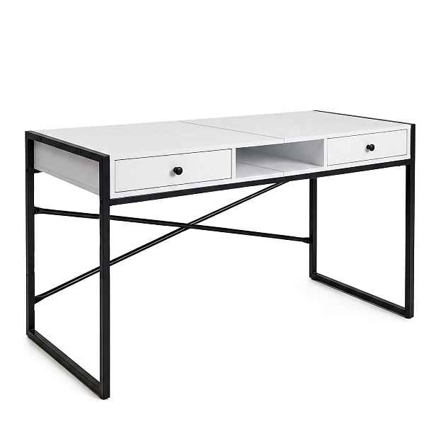 Ak furniture Psací stůl Elonis 123 cm bílý/černý