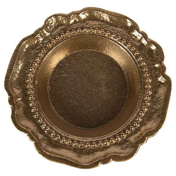 Zlatá antik dekorační kulatá miska podnos Raw Gold - Ø 12*2 cm Clayre & Eef