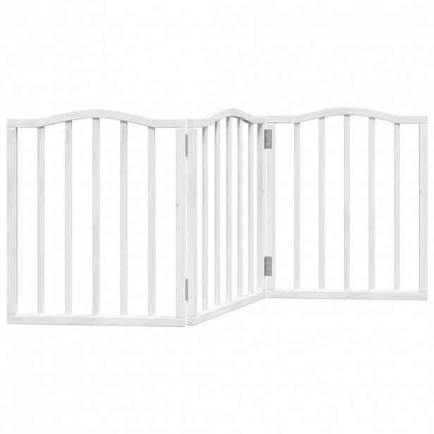 vidaXL Zábrana pro psy skládací 3 panely bílá 150 cm topolové dřevo