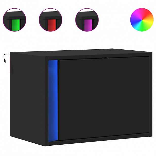 vidaXL Nástěnný noční stolek s LED osvětlením černý