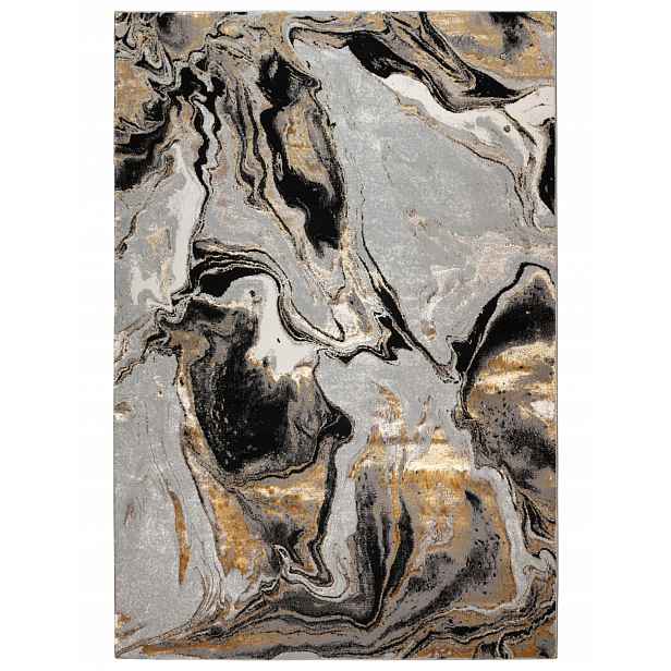 Koberec Glamour Grece 120x170 cm Mramor Šedý zlatý