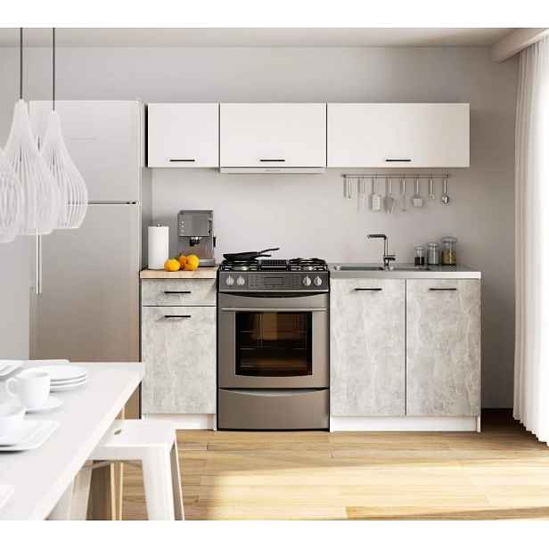 Kuchyňská linka 180 cm VERMINA - bílá / beton
