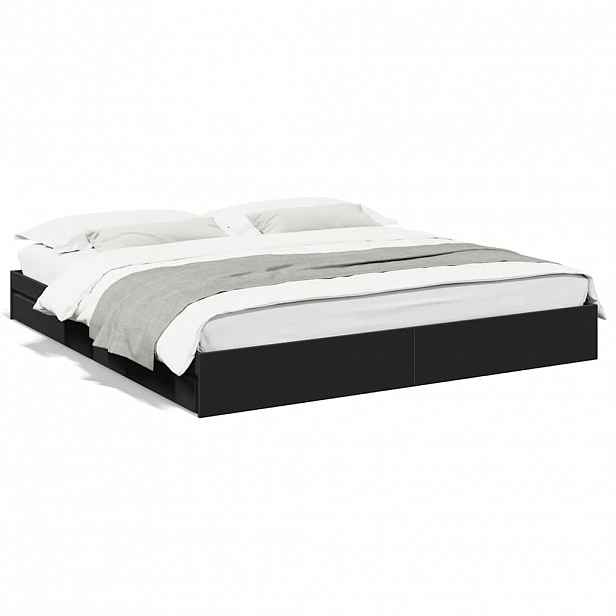 vidaXL Rám postele se zásuvkami černý 200 x 200 cm kompozitní dřevo