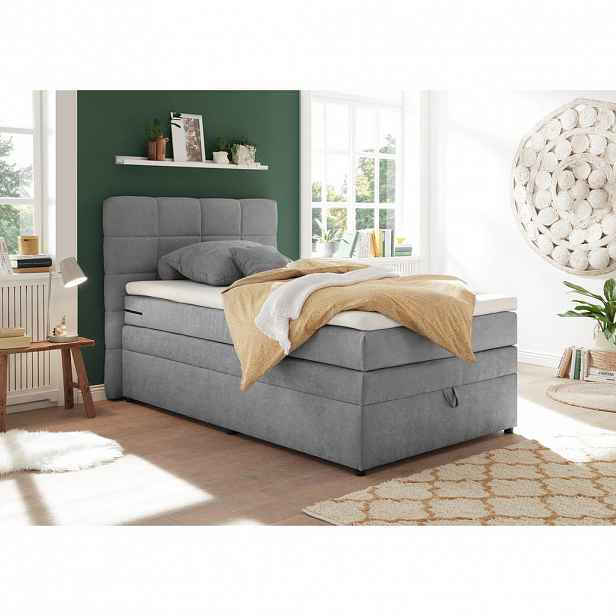 MID.YOU POSTEL BOXSPRING, 120/200 cm, světle šedá