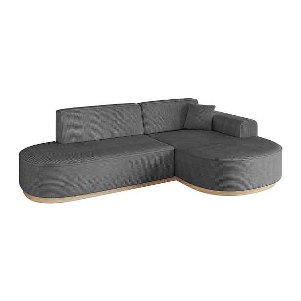 ALTDECOR ROHOVÁ SEDAČKA s otomanem, pravá MARI-L1-v1 243x171x83 Tmavě šedá Manšestr