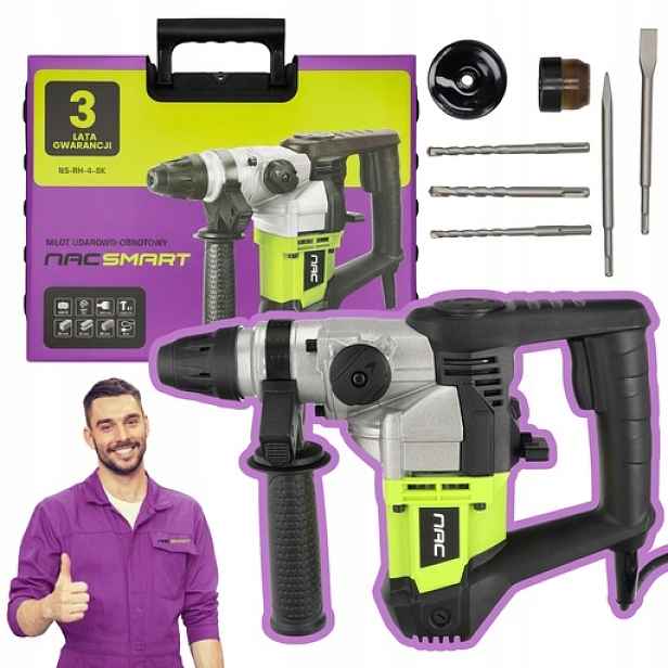 Nac Smart Kombinované Vrtací-sekací Kladivo 4W1 4J 900W Sds Plus Vrtáky Sekáčový Kufr