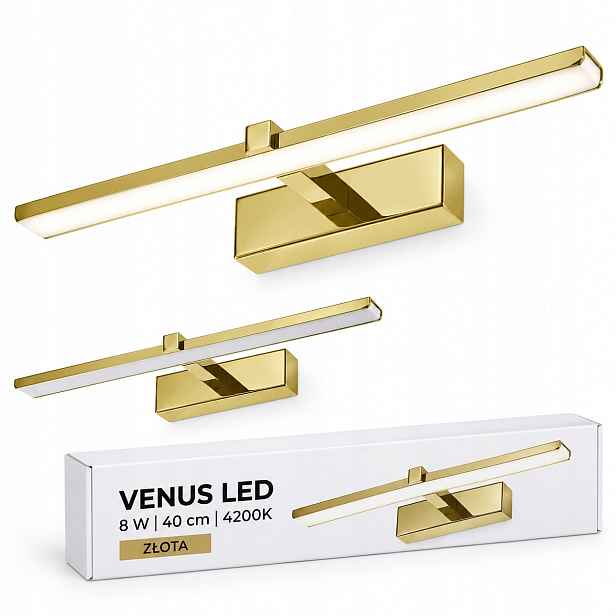 Nástěnné svítidlo Venus 8W 40 cm zlaté Led 4200K IP44 580lm do šatny