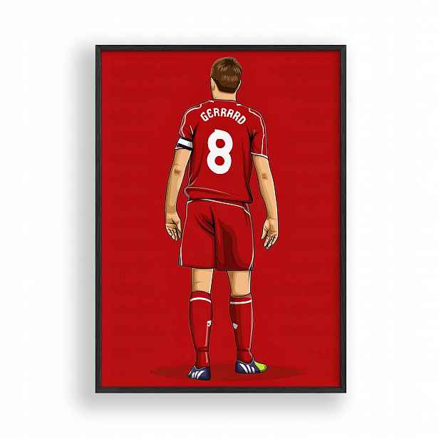 Obraz Steven Gerrard Liverpool Fc Plakát Rámeček Dřevěný Černý 30x42 cm