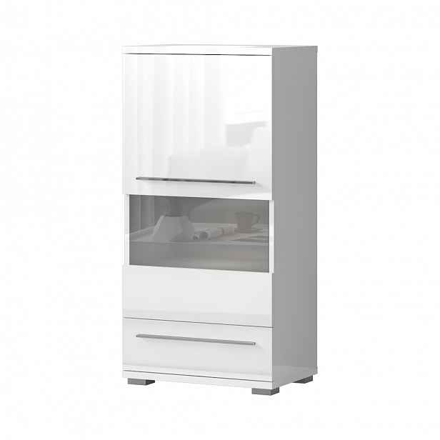 Vitrína PIANO V60-1KS1F/PN bílá lesk