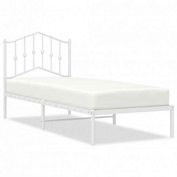 vidaXL Kovový rám postele bez matrace s čelem bílý 75 x 190 cm