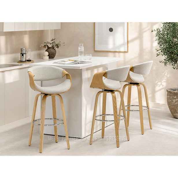 Designová barová židle SAROLTA - šedá  / dub