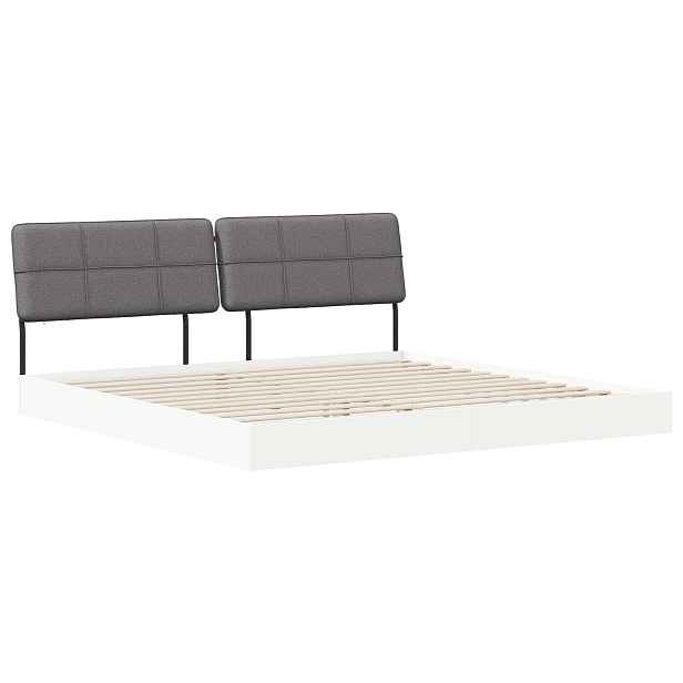 vidaXL Dvoulůžková postel s čelem Bílá a světlá šedá 200 x 200 cm