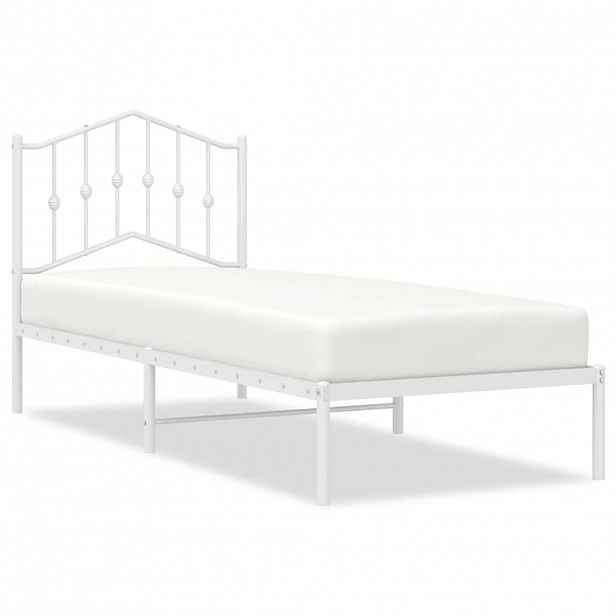 vidaXL Kovový rám postele s čelem bílý 80 x 200 cm