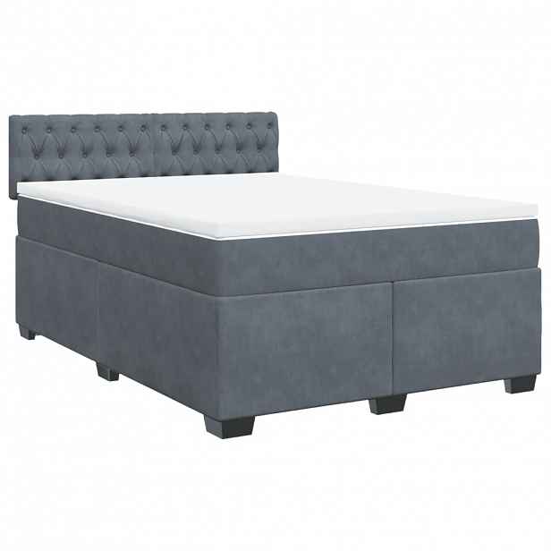 vidaXL Box spring postel s matrací tmavě šedý 140 x 190 cm samet