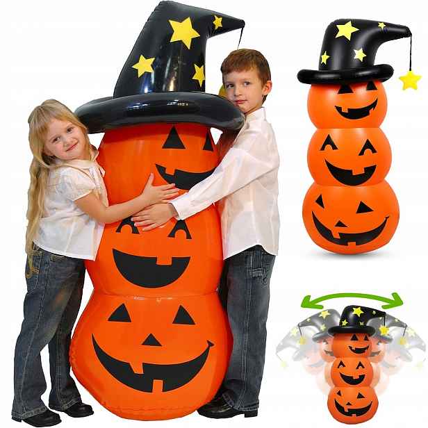 Halloweenská dýně oranžovo-černá, nafukovací z Pvc pro dekoraci zahrady