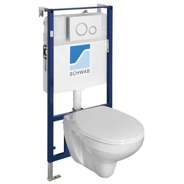 Sapho Závěsné WC TAURUS s podomítkovou nádržkou a tlačítkem Schwab, bílá