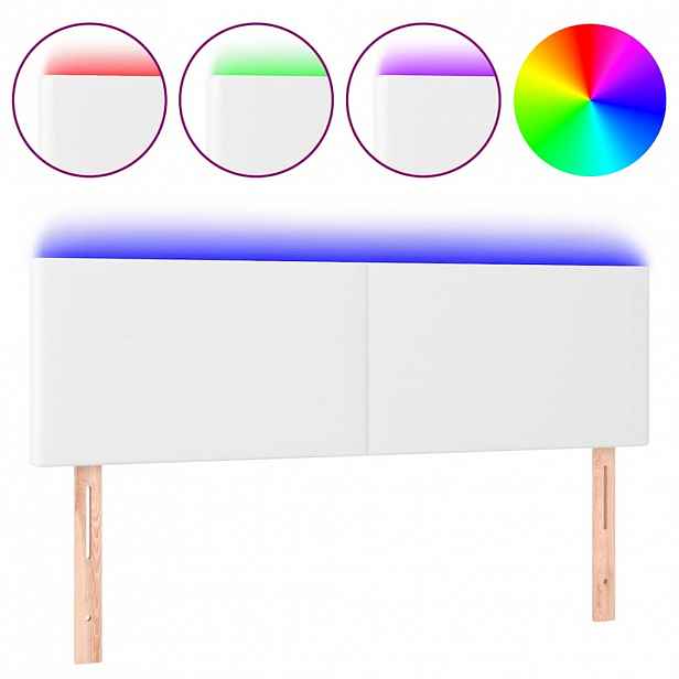 vidaXL Čelo postele s LED bílé 144x5x78/88 cm umělá kůže