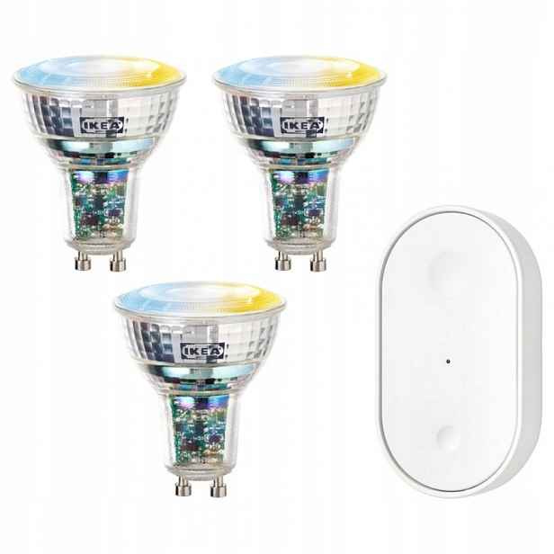Žárovka GU10 Startovací Sada 3 ks smart bílá dálkový ovladač Matter Ikea Kajplats