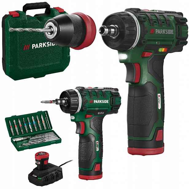 Aku Vrtačka Parkside Pbsa E4 12 V Aku Sada Nabíječka Kufr