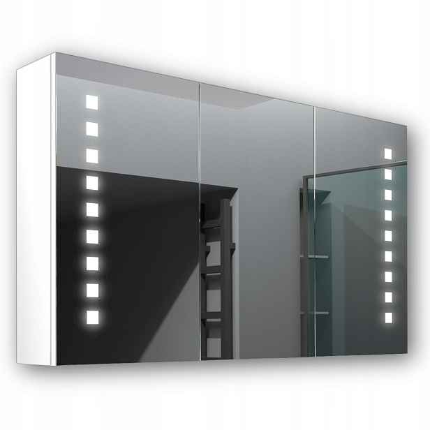 Dřevěná skříňka 120x70 Led zrcadlo Merkur Bílá