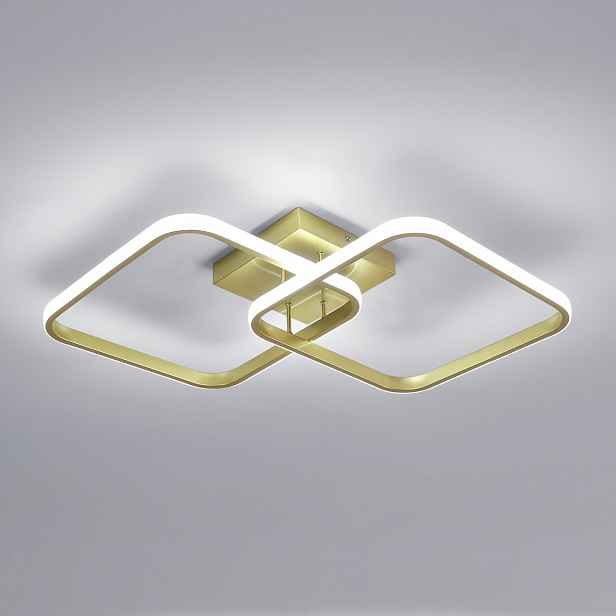 Stropní Led lampa lustr zlatý čtvercový moderní do obývacího pokoje 42W 6500K