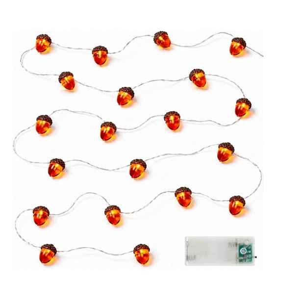 Světelná Girlanda Žaludy 3M 20 Led Podzimní Časovač Na Baterie