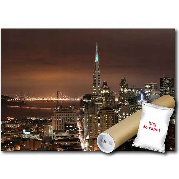 Vinylová Fototapeta San Francisco Město Noc Panorama Pohled 312x219