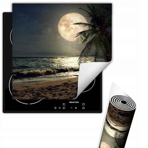 Vinylová Ochranná Podložka Na Indukci Deska 50x52 Pláž noc