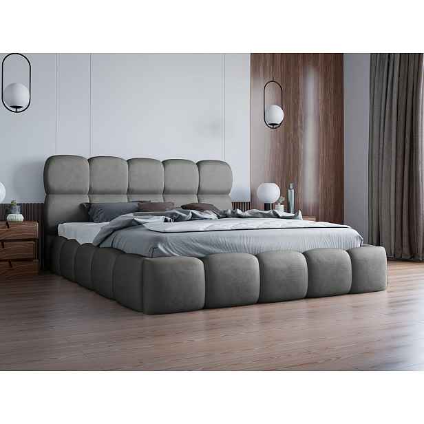 Čalouněná postel 180x200 ALZIRA 1 s úložným prostorem - šedá