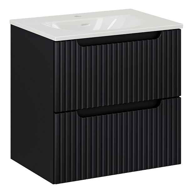 Comad Koupelnová skříňka Nova Black II Sky se zápustným umyvadlem 60 cm černá/bílá