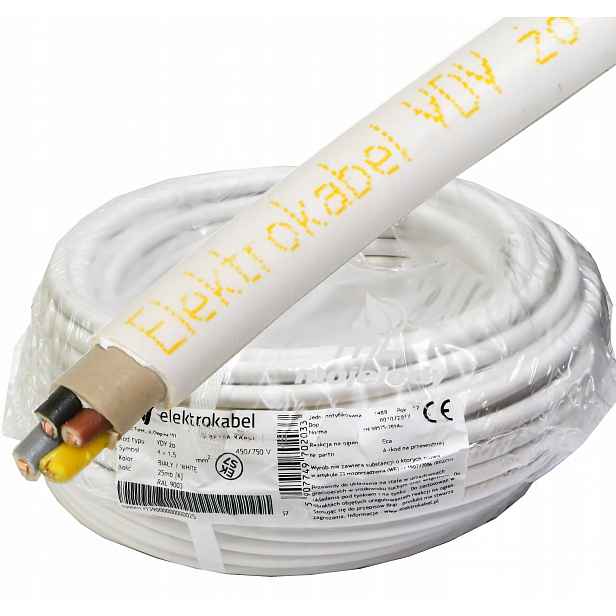 Kabel Ydy 4x1,5 mm 450 750 V drát Cu 4x1,5 25 m