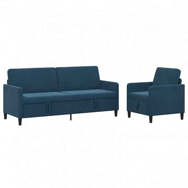 vidaXL Sedačka se storage 2 ks Modrá Polyester
