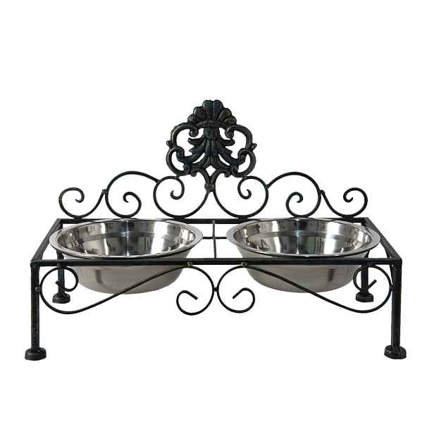 Černé antik kovové misky pro psa Potier ornament - 39*19*25 cm Clayre & Eef