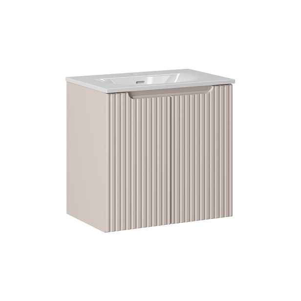 Comad Koupelnová skříňka Nova Cashmere I Sky se zápustným umyvadlem 60 cm kašmírová/bílá