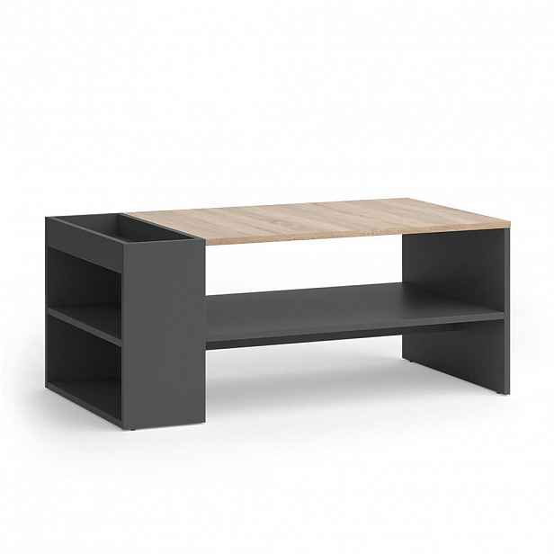 Vicco KONFERENČNÍ STŮL Wido Anthracite/Sonoma 100 x 55 cm s policemi
