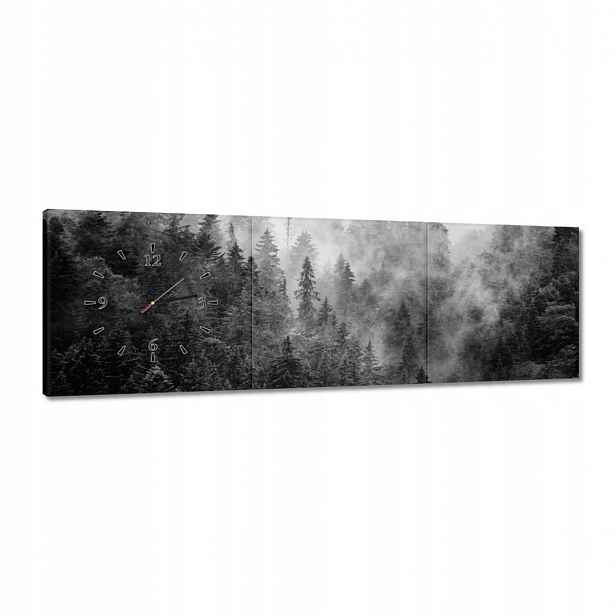 Hodiny 120x40 Krajina Šedá Hory Mlha