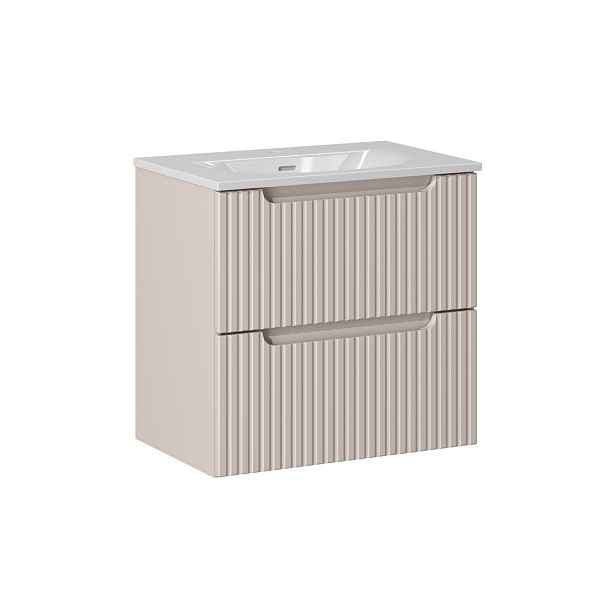 Comad Koupelnová skříňka Nova Cashmere II Sky se zápustným umyvadlem 60 cm kašmírová/bílá