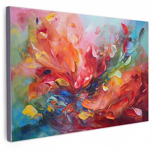 MuchoWow OBRAZ NA PLÁTNĚ Olejomalba - Umění - Abstraktní - Barevné 90x60 cm
