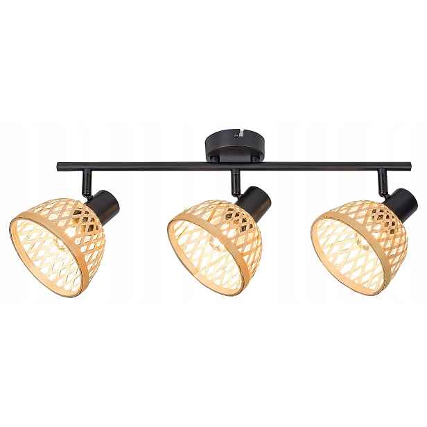 Stropní svítidlo Rabalux Rattan E14 3x15W černá matná/přírodní