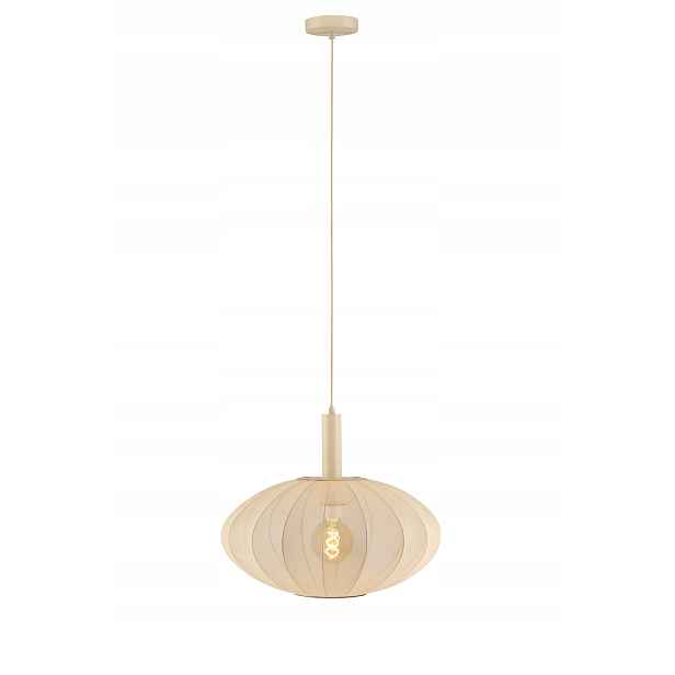 Krémová závěsná lampa z boho síťoviny do obývacího pokoje a ložnice 50 cm Lucide