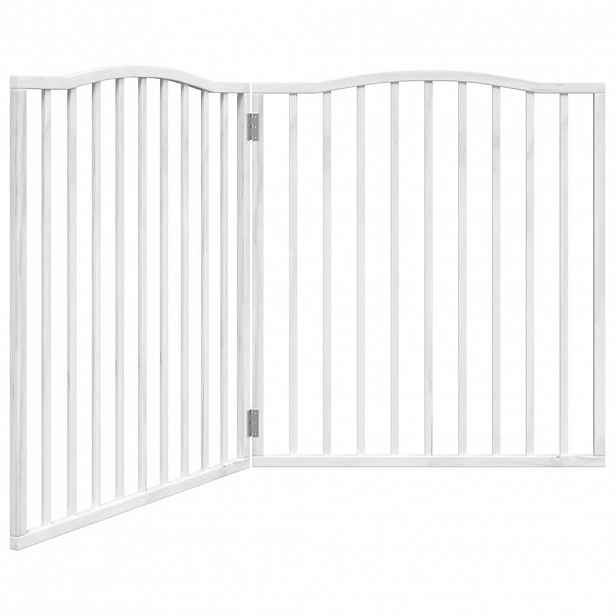 vidaXL Zábrana pro psy s dvířky skládací 4 panely bílá 320 cm topol