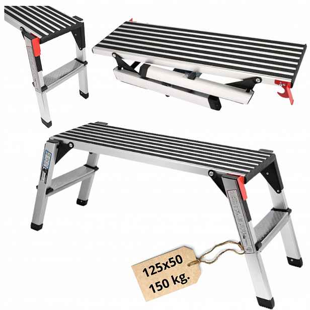 Plošina Hliníková Skládací Most 125x50 150 Kg Žebřík 1-STUPŇOVÝ