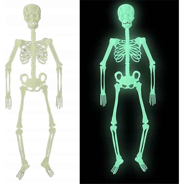 Svítící kostra na Halloween 150 cm, závěsná ozdoba v domě, sada 2 ks
