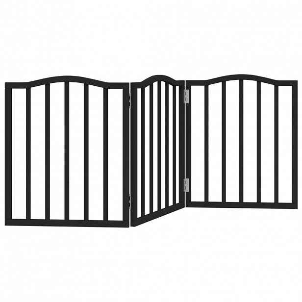 vidaXL Zábrana pro psy skládací 3 panely černá 150 cm topolové dřevo