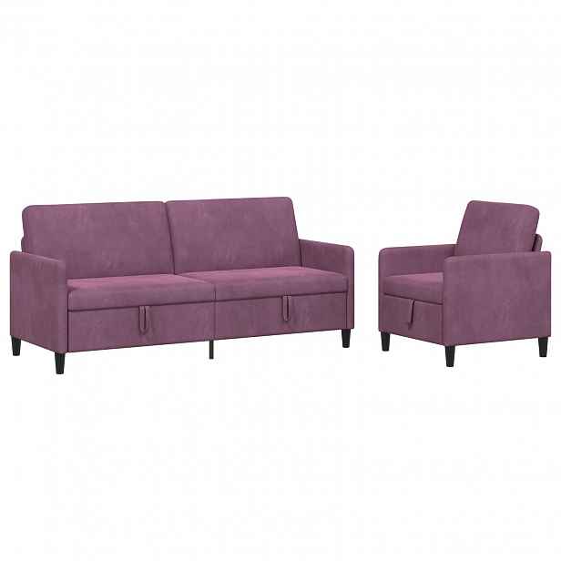 vidaXL Sedačka se storage 2 ks Fialová Polyester